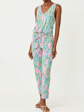 Lilly Pulitzer Paulina Jumpsuit Multi Unicorn of the Sea Size Large